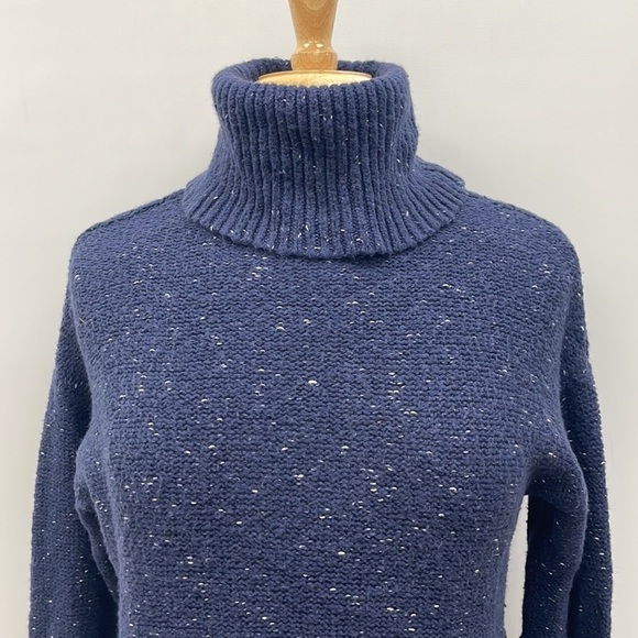 Caslon Marled Chunky Knit Turtleneck Long Sleeve Sweater Merino Wool Blue XS - Picture 3 of 9